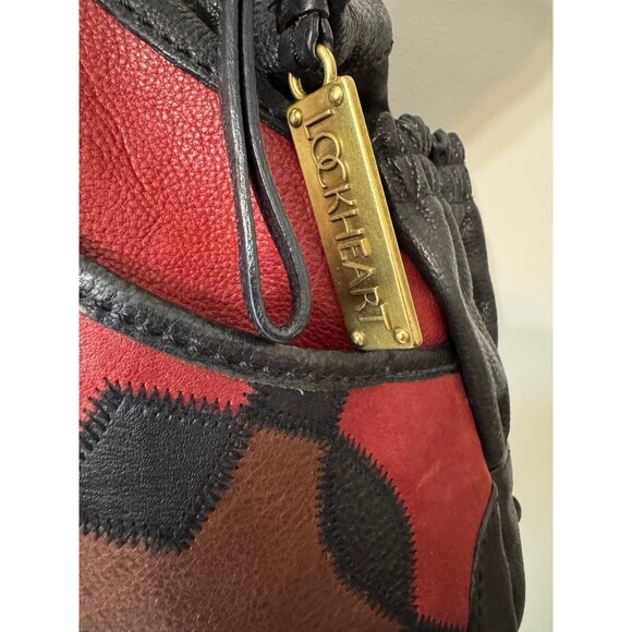 LOCKHEART Y2K MULTICOLOR LARGE LEATHER BAG/SACHEL NO SHOULDER STRAP - Picture 4 of 12